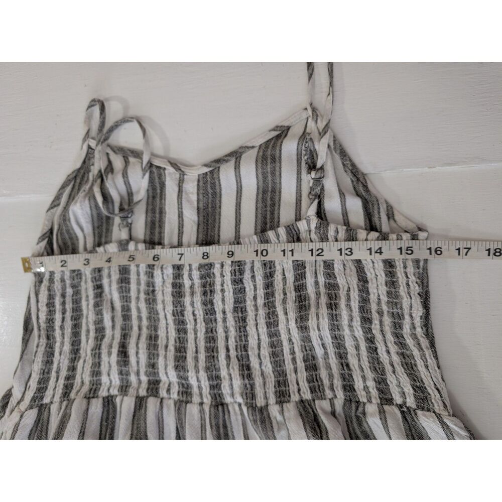 J For Justify Dress Womens XL Striped Linen Blend Smocked Summer Green Black - Picture 8 of 10